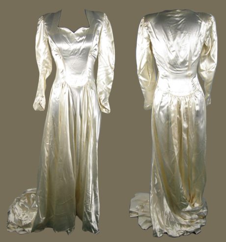 1930s Satin Wedding Gown with Sweetheart Neckline